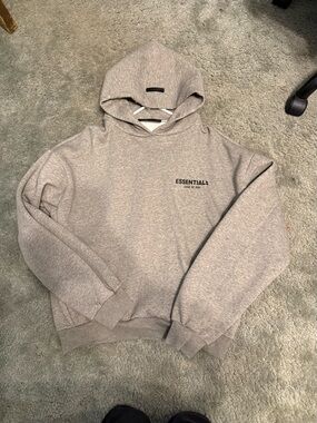 Essentials Men's Heather Gray Hoodie with Small Chest Logo